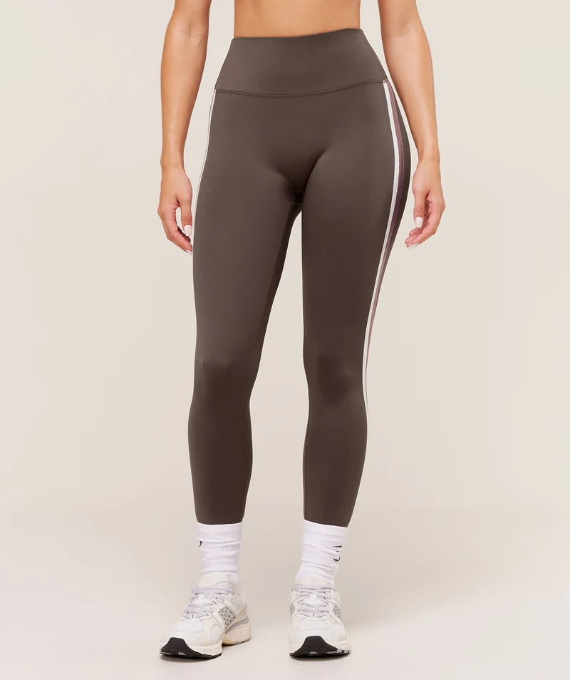 Gymshark Piping Leggings - Walnut Brown/Chestnut Pink/Soft White
