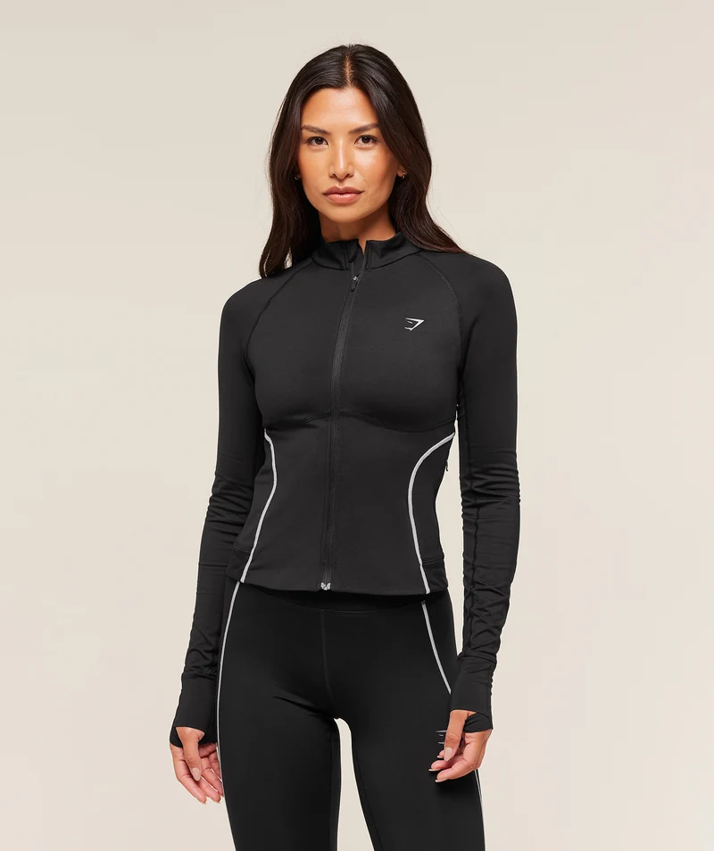 Gymshark Running Warmth Zip Up Jacket - Black