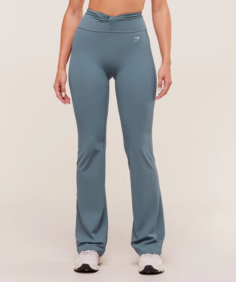 Gymshark Twist Front Straight Leg Leggings - Iron Blue
