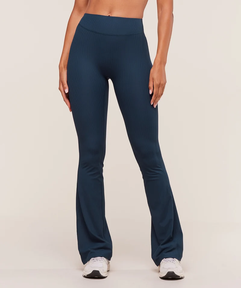 Gymshark Ribbed Flared Leggings - Navy