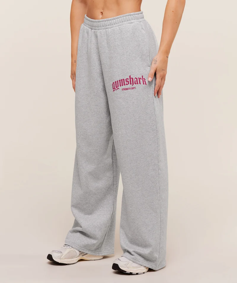 Gymshark Strength Department Wide Leg Joggers - Light Grey Core Marl