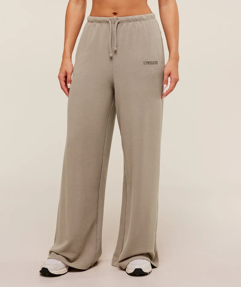 Gymshark Waffle Wide Leg Pants - Lifestyle Brown
