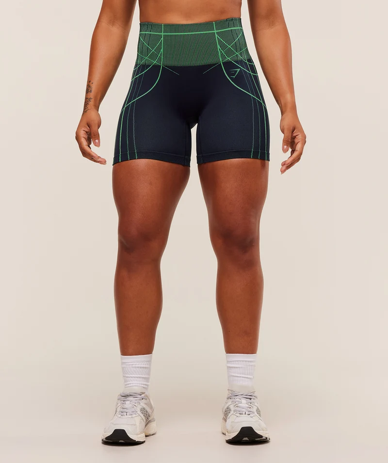 Gymshark Apex Seamless Shorts - Heavy Blue/Active Green