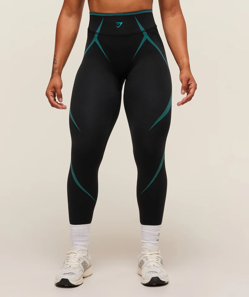 Gymshark Apex Lift Seamless Leggings - Black/Brand Blue