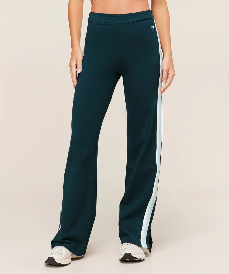 Gymshark Piping Wide Leg Pants - Deep Petrol Blue/Smoke Blue/Soft White