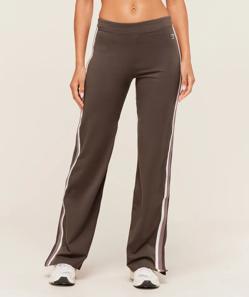 Gymshark Piping Wide Leg Pants - Walnut Brown/Chestnut Pink/Soft White