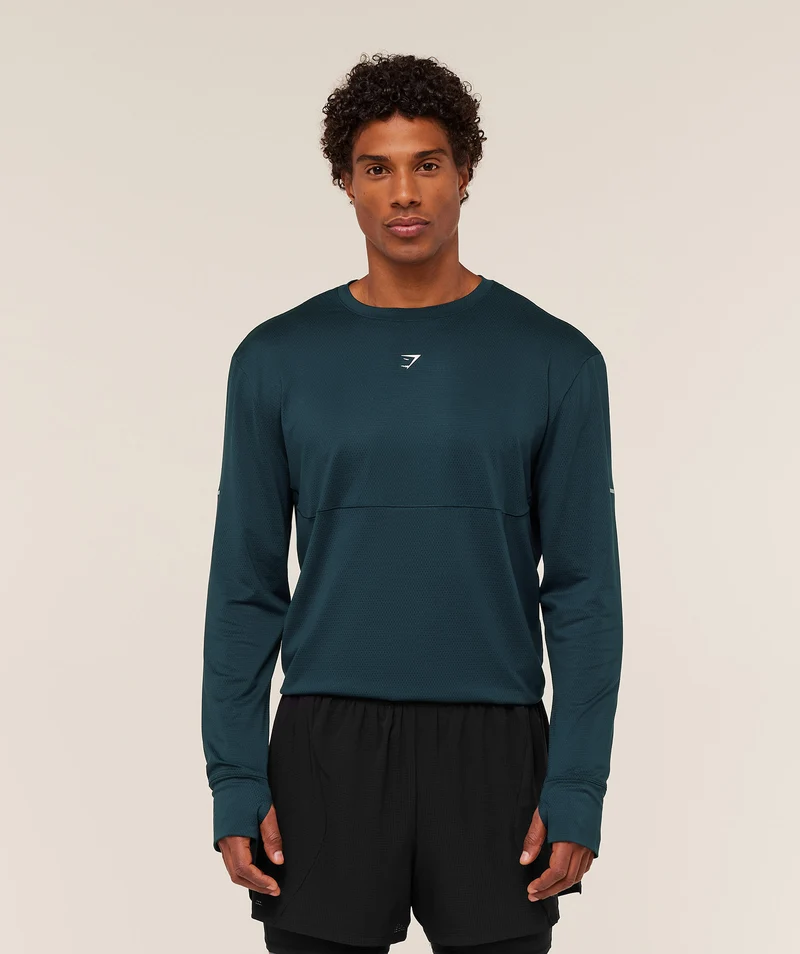 Gymshark Running Long Sleeve T-Shirt - Deep Petrol Blue