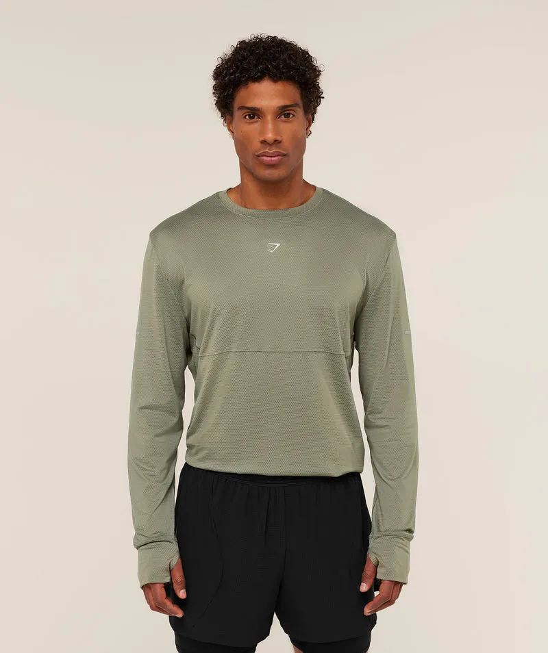 Gymshark Running Long Sleeve T-Shirt - Base Green