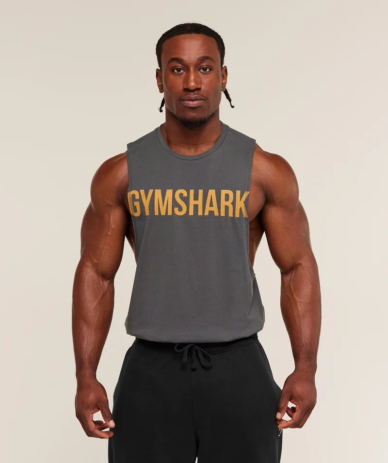 Gymshark Prime Drop Arm Tank - Onyx Grey/Antique Gold