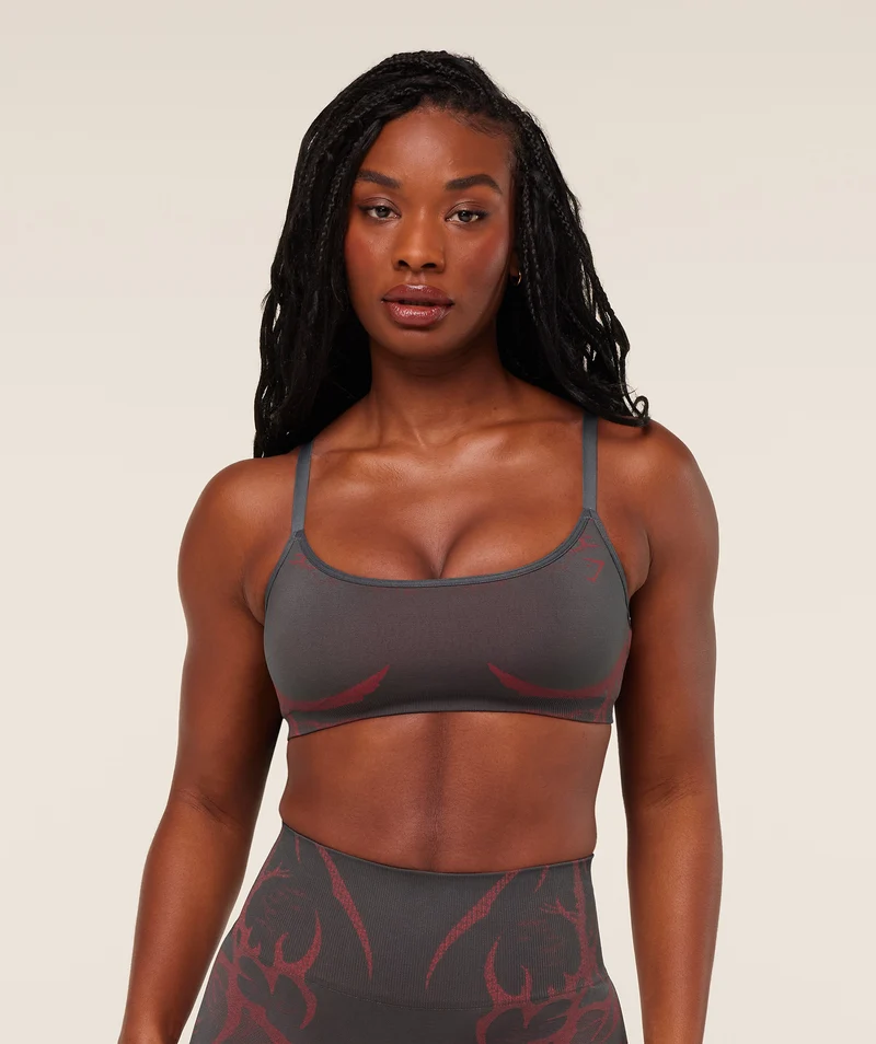 Gymshark Storm Seamless Sports Bra - Dark Grey/Zesty Red