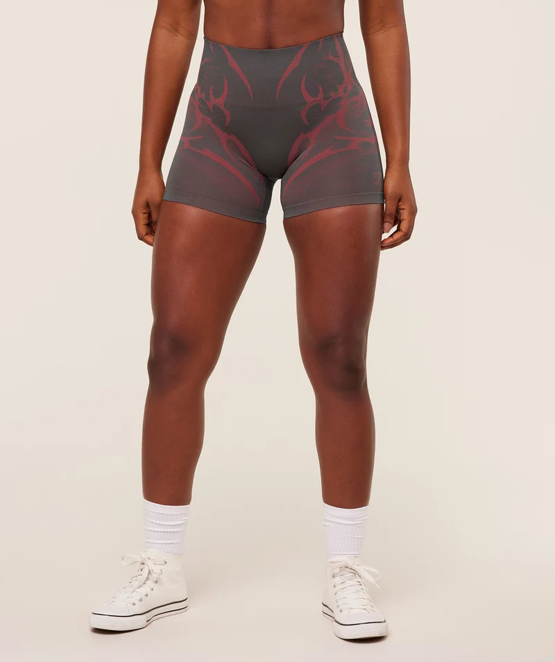 Gymshark Storm Seamless Shorts - Dark Grey/Zesty Red