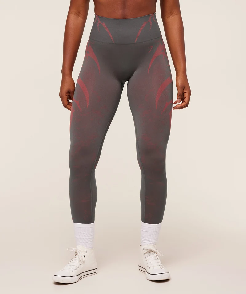 Gymshark Storm Seamless Leggings - Dark Grey/Zesty Red