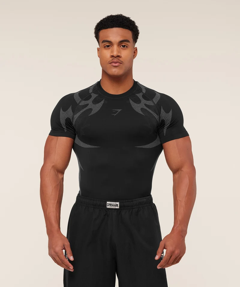 Gymshark Storm Seamless T-Shirt - Black/Pitch Grey