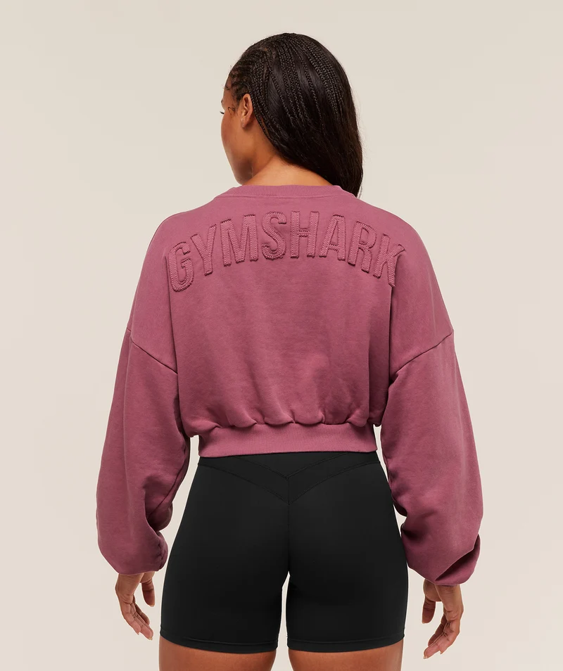 Gymshark Power Washed Sweat Top - Reset Pink/Acid Wash Small Ball