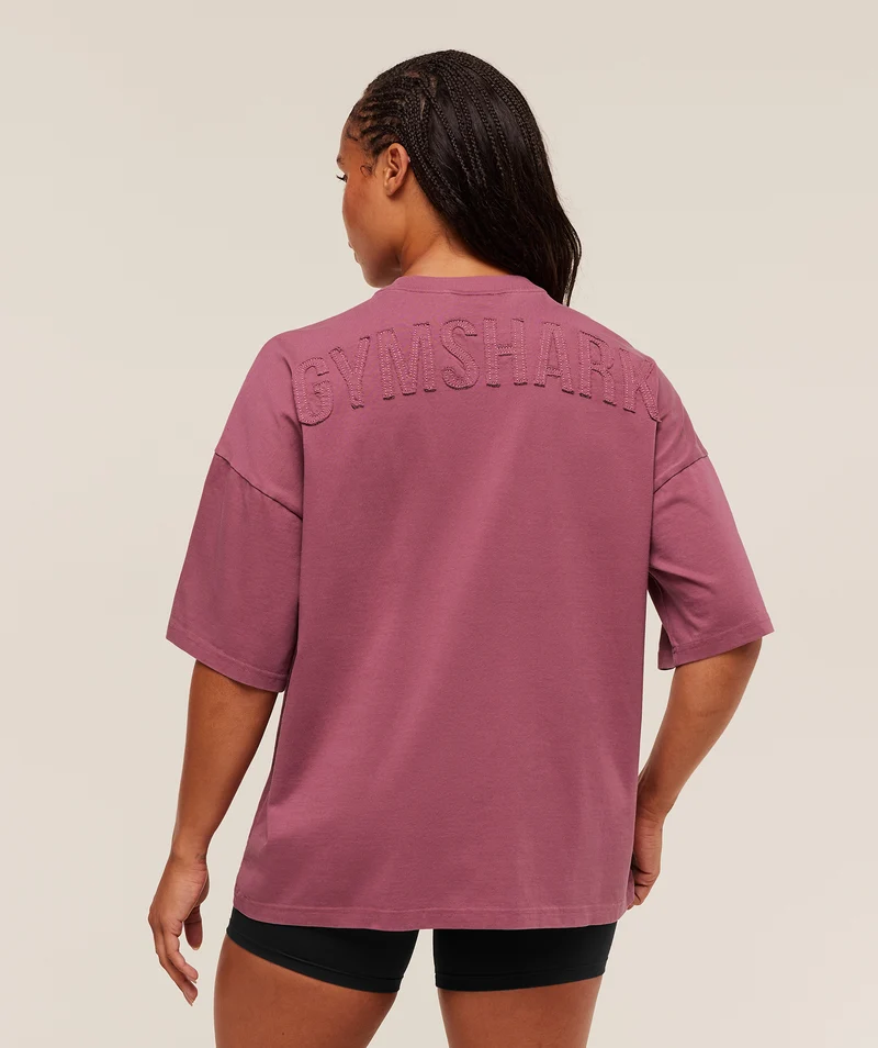 Gymshark Power Washed Oversized T-Shirt - Reset Pink/Acid Wash Small Ball