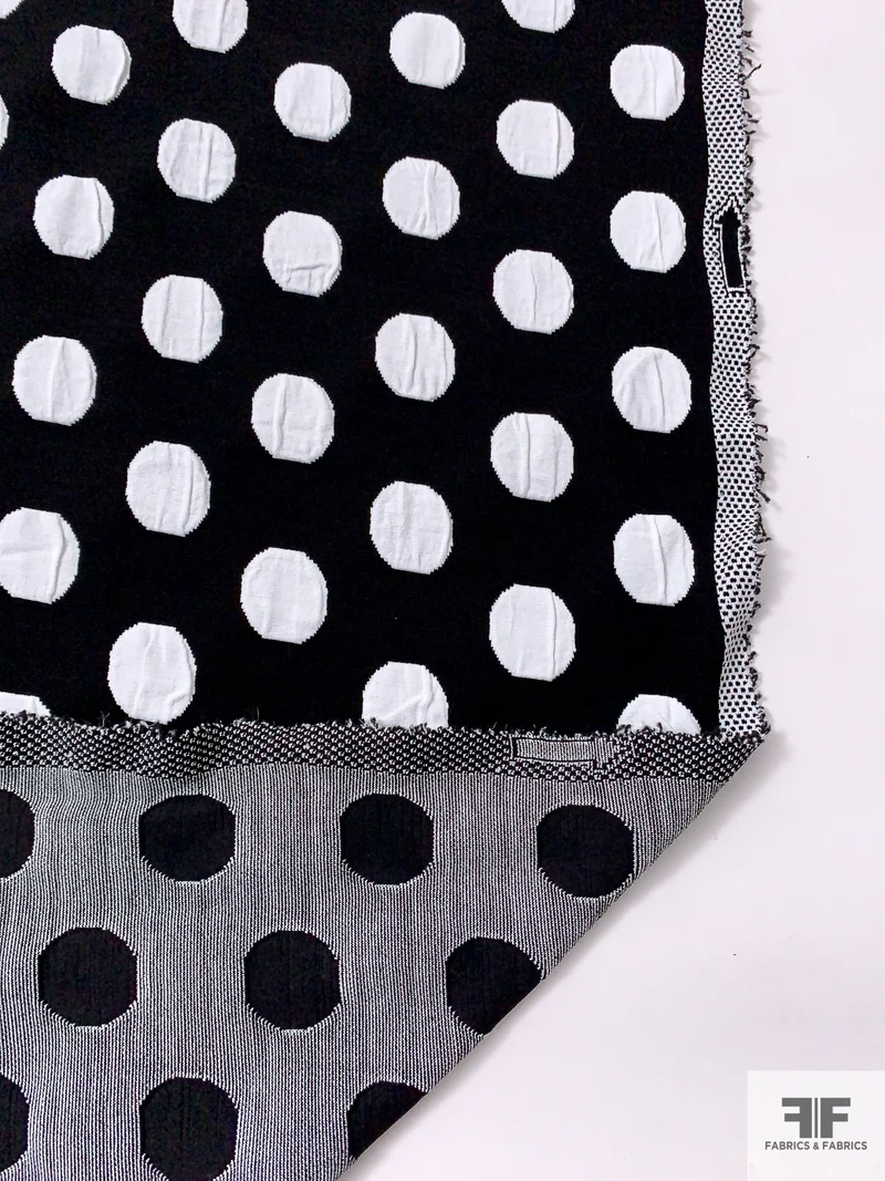 Angular Circles Heavy Stretch Polyester Knit - Black / White / Taupe