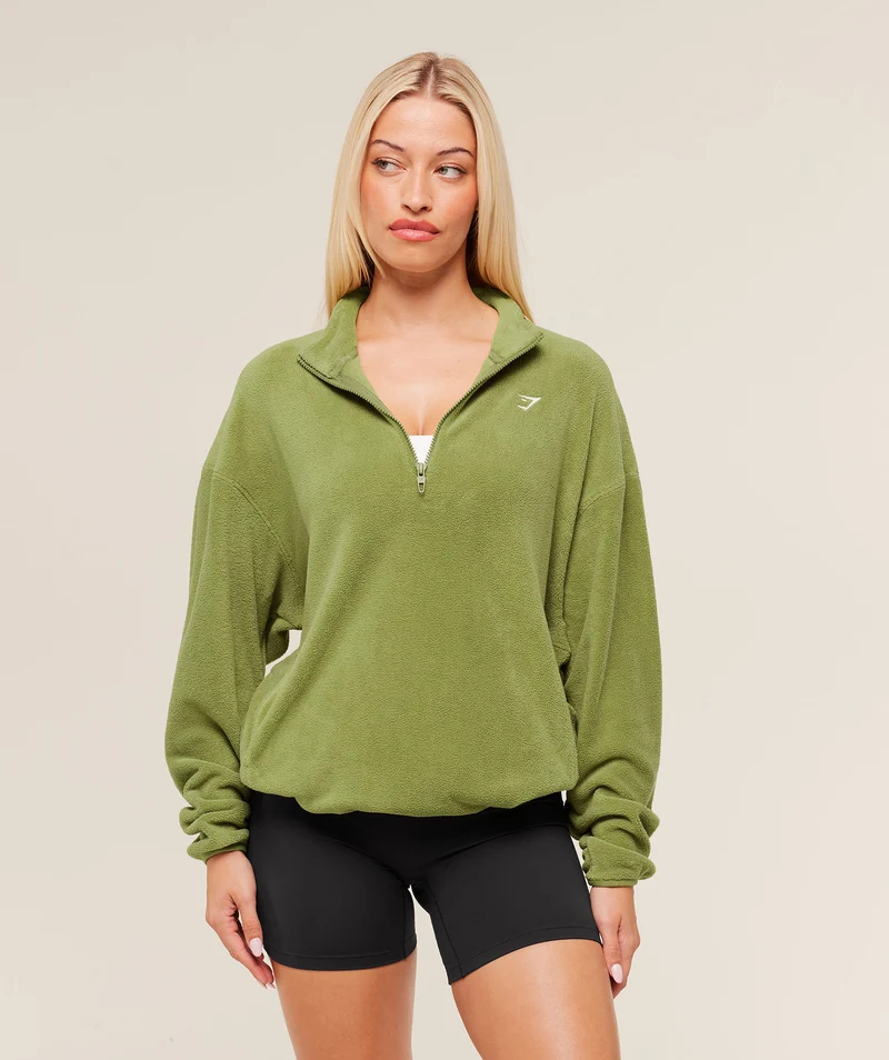 Gymshark Polar Fleece 1/2 Zip - Khaki Green