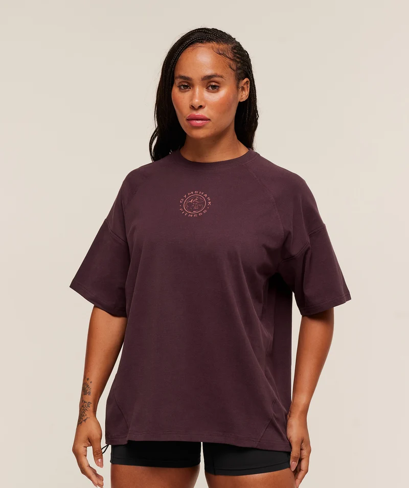 Gymshark Legacy Logo Oversized T-Shirt - Cherry Purple