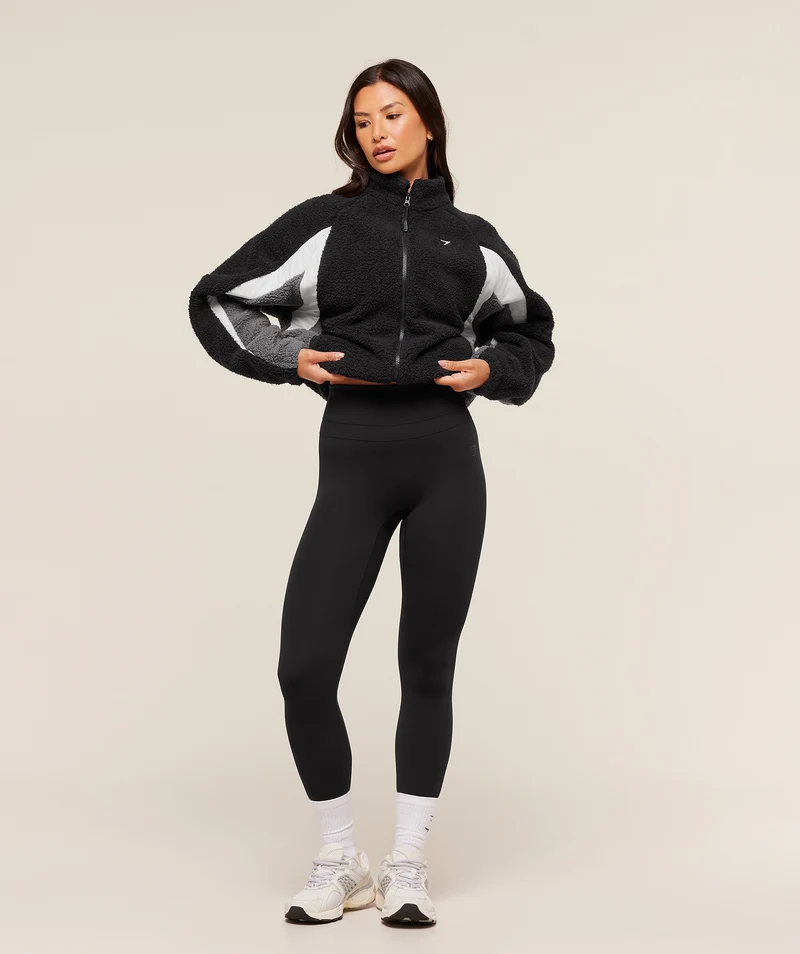 Gymshark Contrast Sherpa Jacket - Black/Graphite Grey/Oat White
