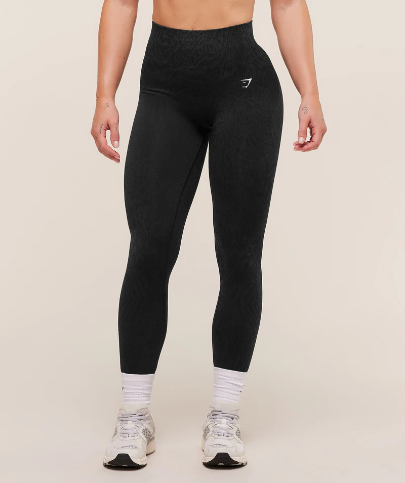 Gymshark Adapt Animal Seamless Leggings - Black/Asphalt Grey