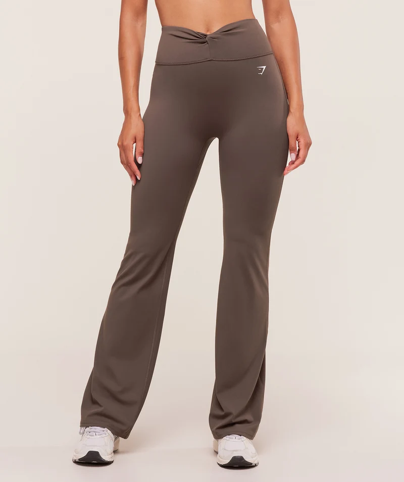 Gymshark Twist Front Straight Leg Leggings - Walnut Brown