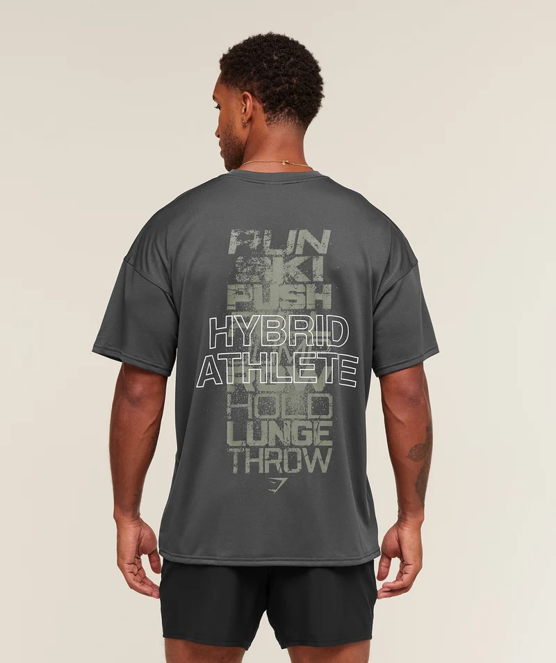 Gymshark Hybrid Athlete T-Shirt - Onyx Grey