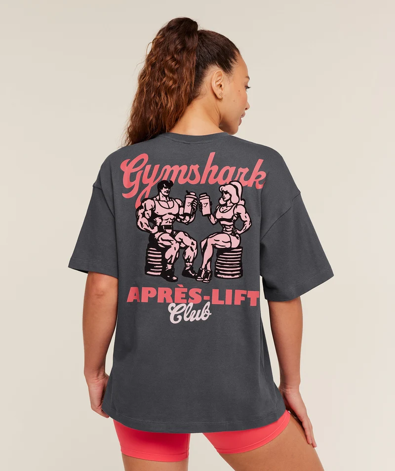 Gymshark Après-Lift Club Oversized T-Shirt - Onyx Grey