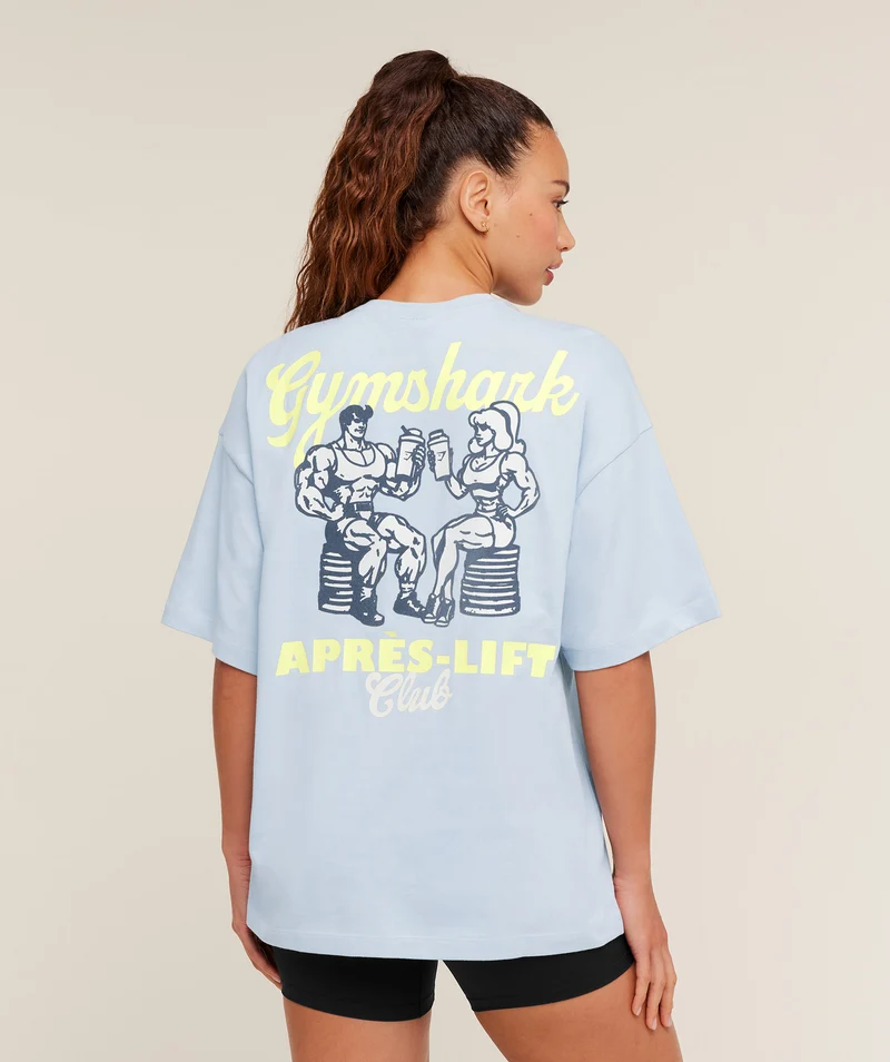 Gymshark Après-Lift Club Oversized T-Shirt - Smoke Blue