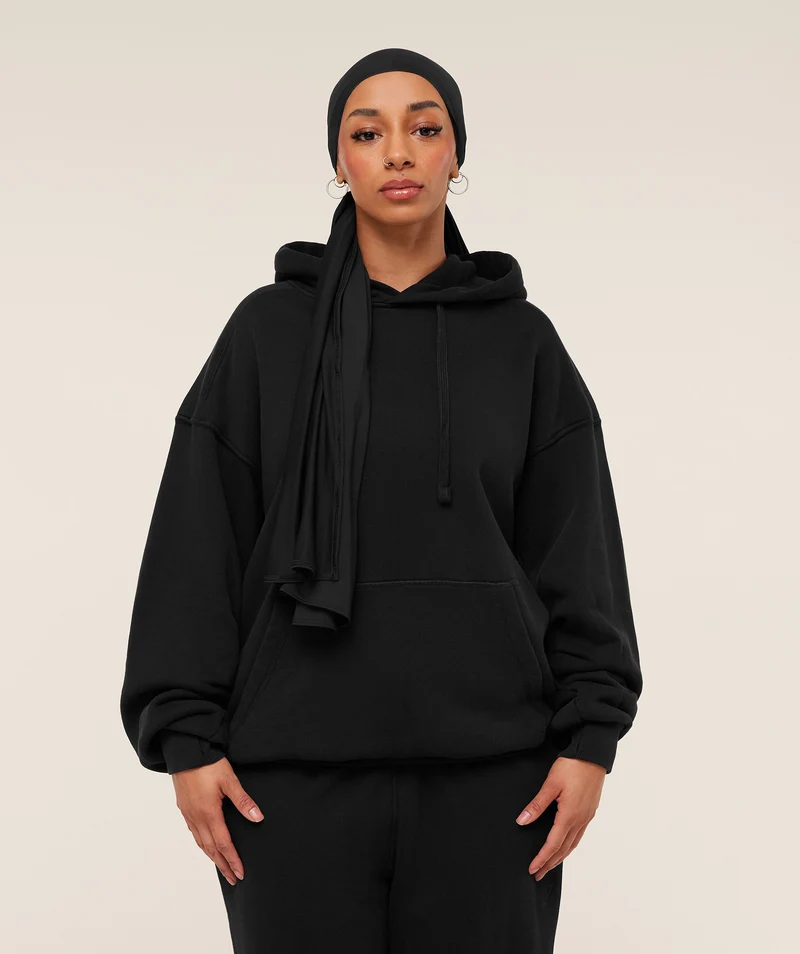 Gymshark Pump Cover Structured Fleece Hoodie - Black/Wash