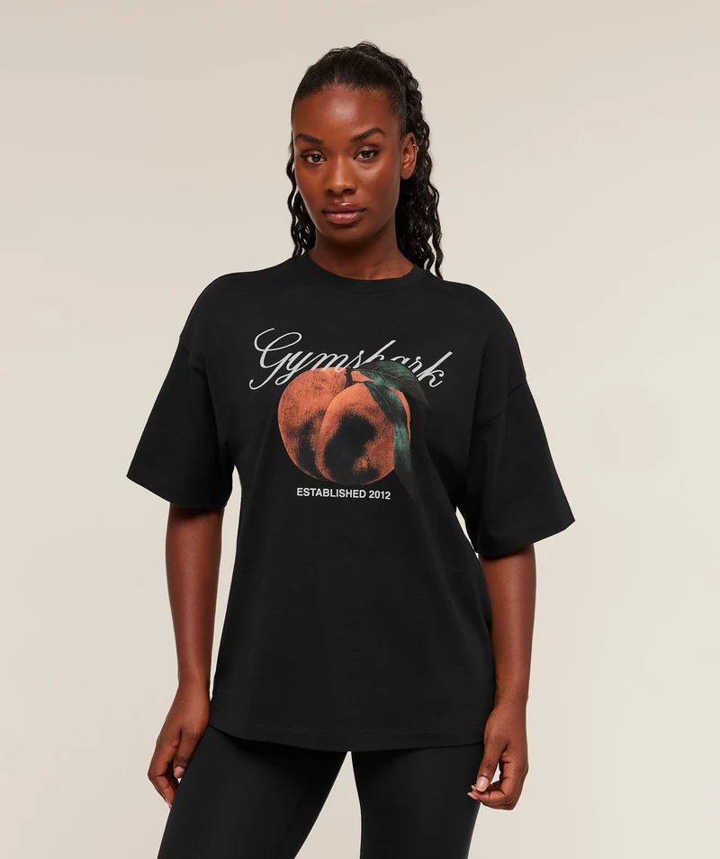Gymshark Juicy Peach Short Sleeve T-Shirt - Black