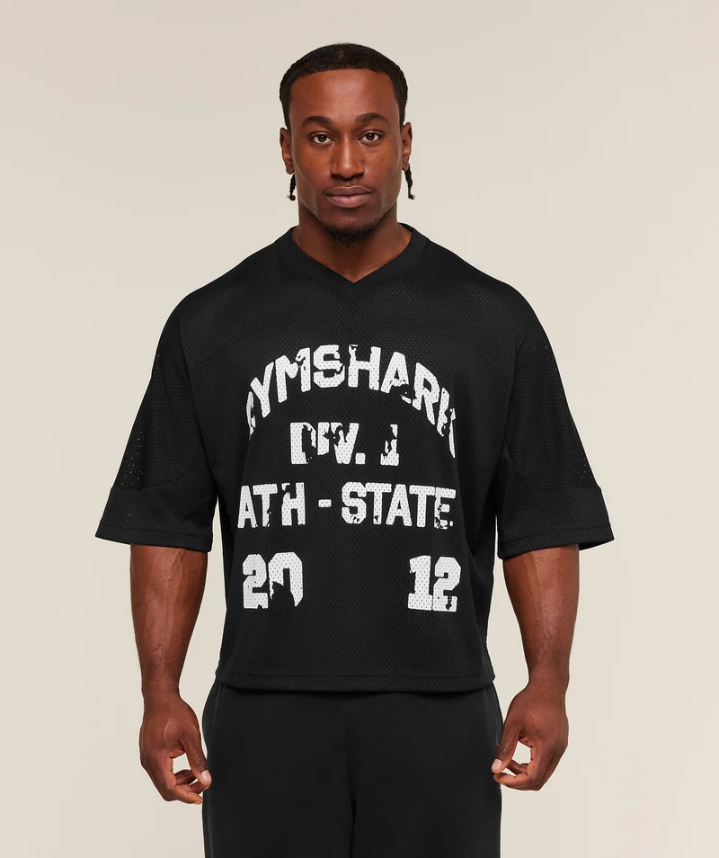 Gymshark Graphic Mesh Oversized T-Shirt - Black