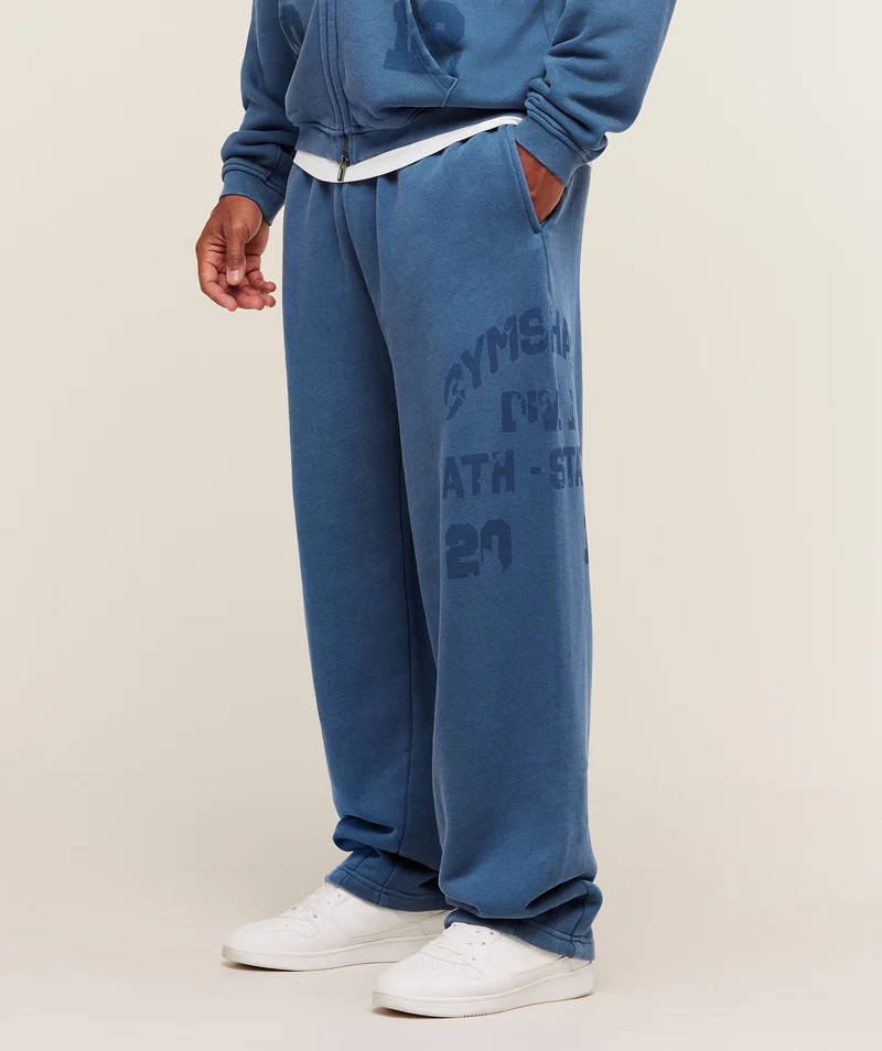 Gymshark Colegiate Washed Wide Leg Jogger - Compound Blue