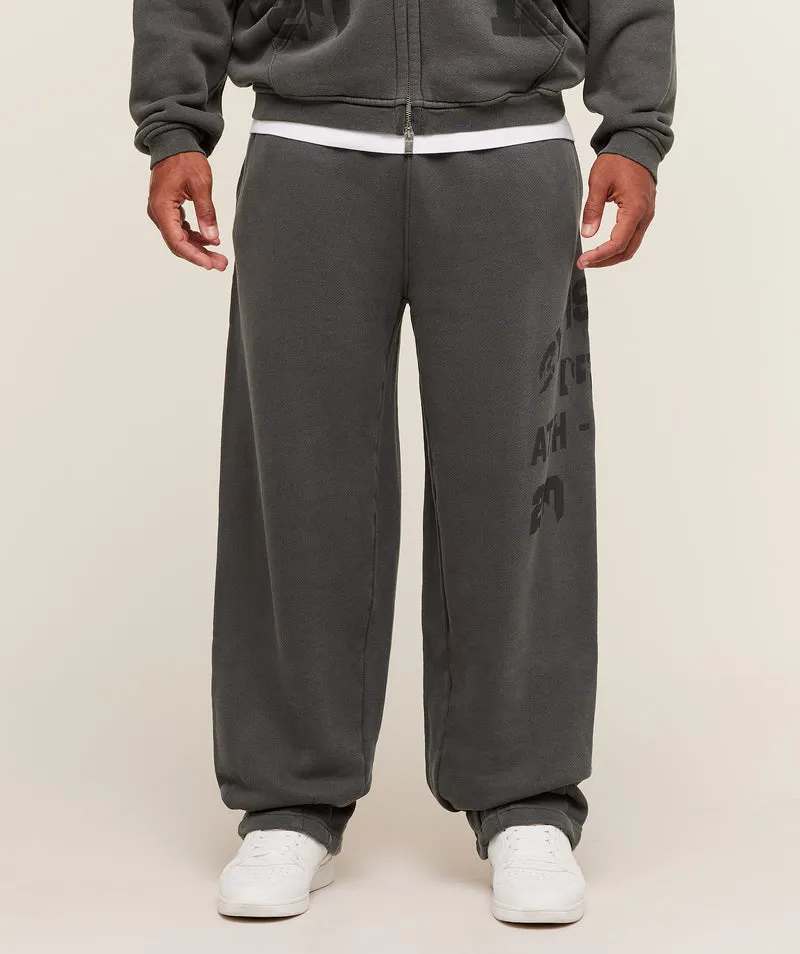Gymshark Colegiate Washed Wide Leg Jogger - Asphalt Grey