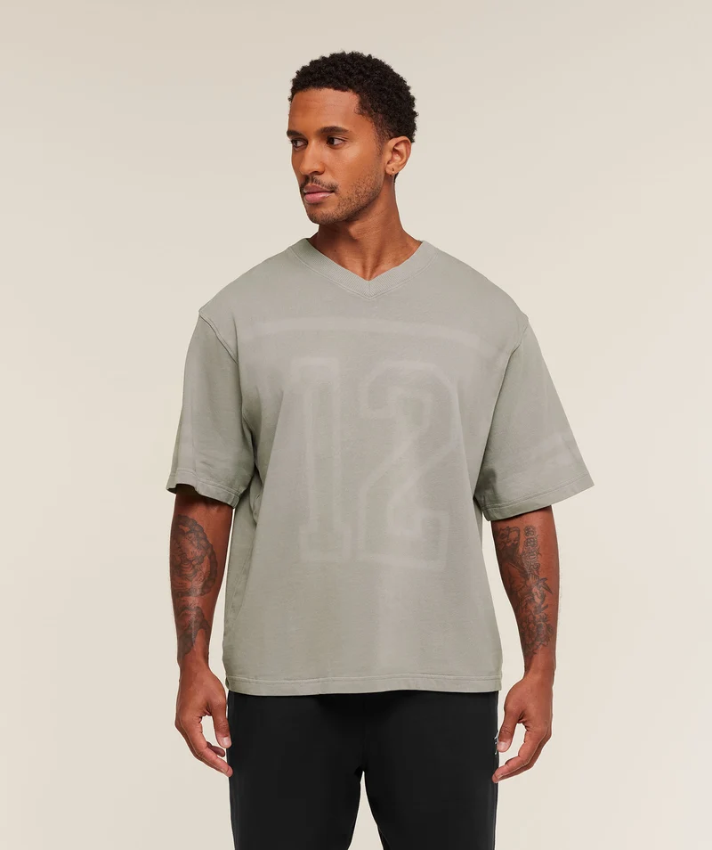 Gymshark Collegiate Washed Jersey T-Shirt - Smokey Grey