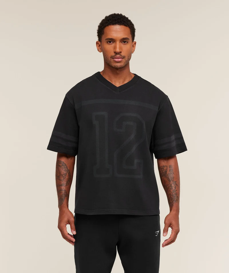 Gymshark Collegiate Washed Jersey T-Shirt - Black