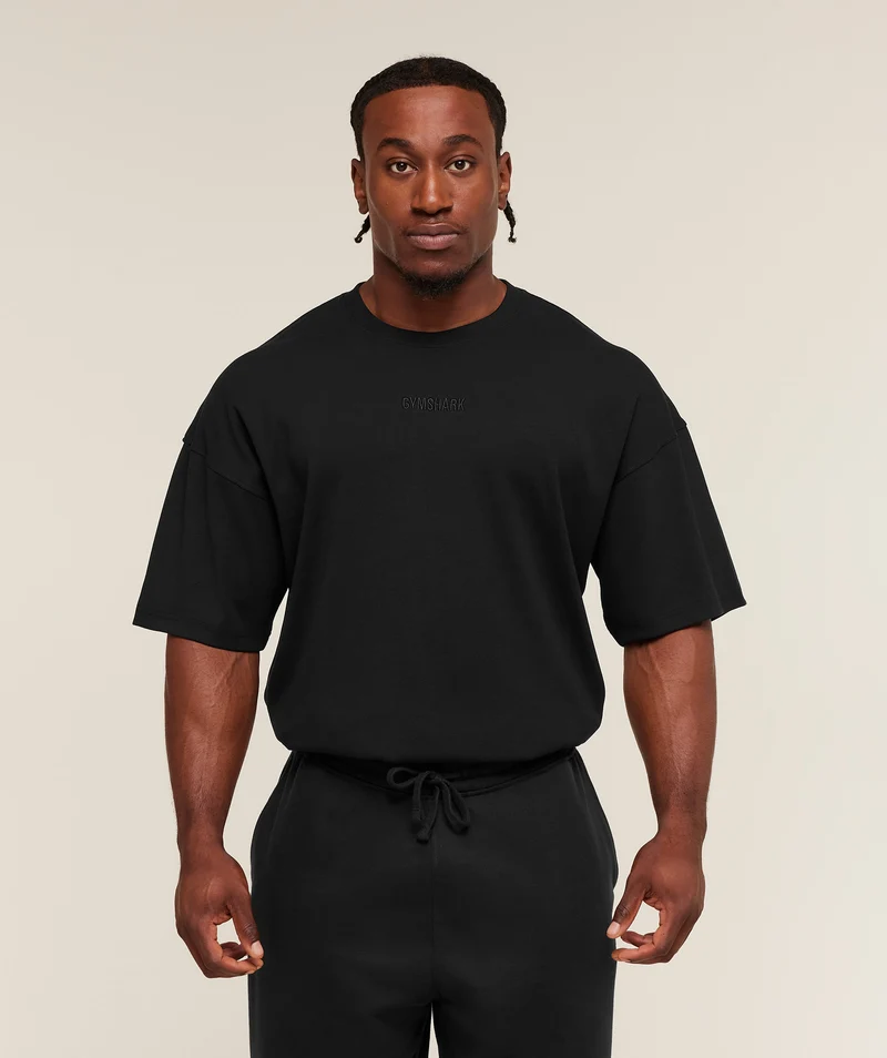 Gymshark Oversized Premium Ribbed T-Shirt - Black