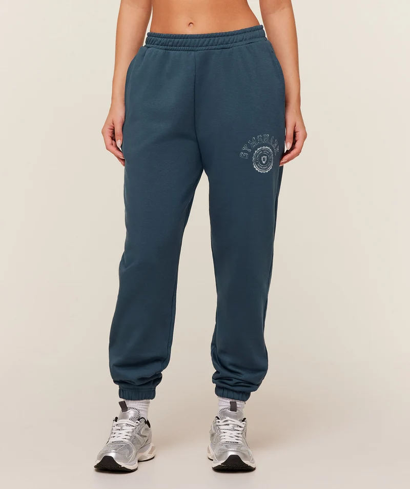 Gymshark Worn Crest Graphic Joggers - Stealth Blue