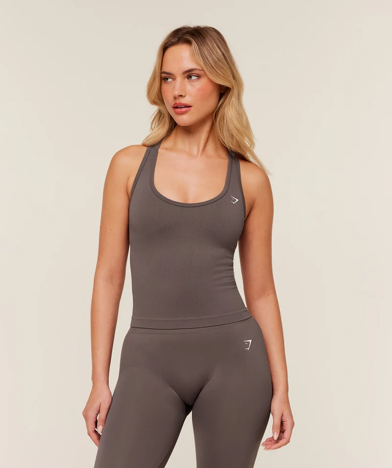 Gymshark Everyday Seamless Ribbed Tank - Cool Brown