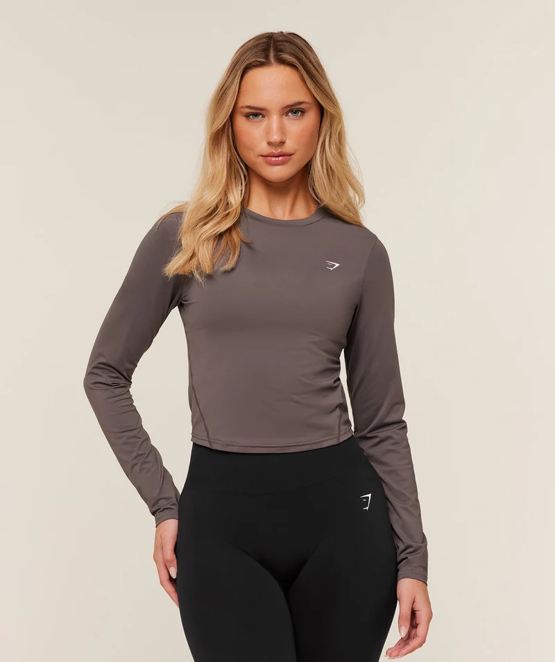 Gymshark Training Midi Long Sleeve Top - Cool Brown