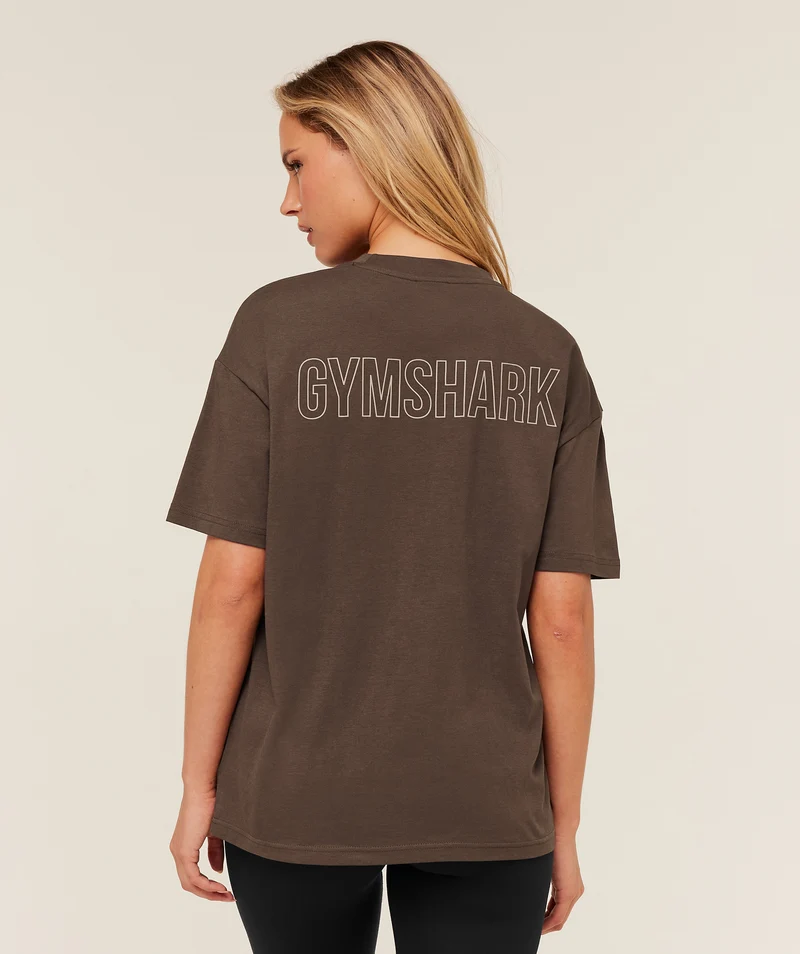 Gymshark Trace Graphic Oversized T-Shirt - Archive Brown