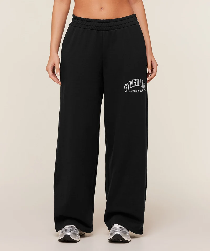 Gymshark Collegiate Graphic Straight Leg Joggers - Black