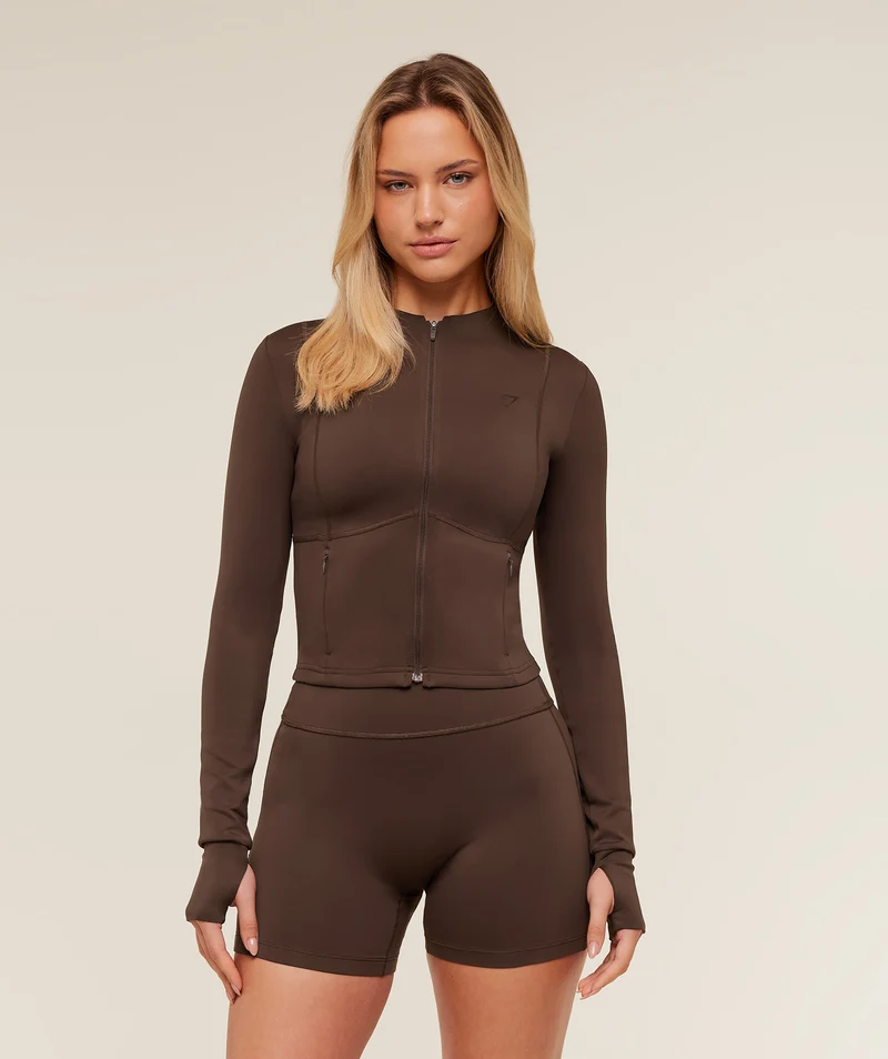 Gymshark Flow Zip Up Jacket - Archive Brown