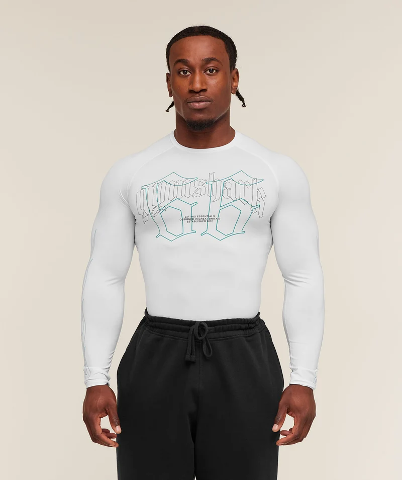 Gymshark Outline Graphic Long Sleeve Baselayer - White