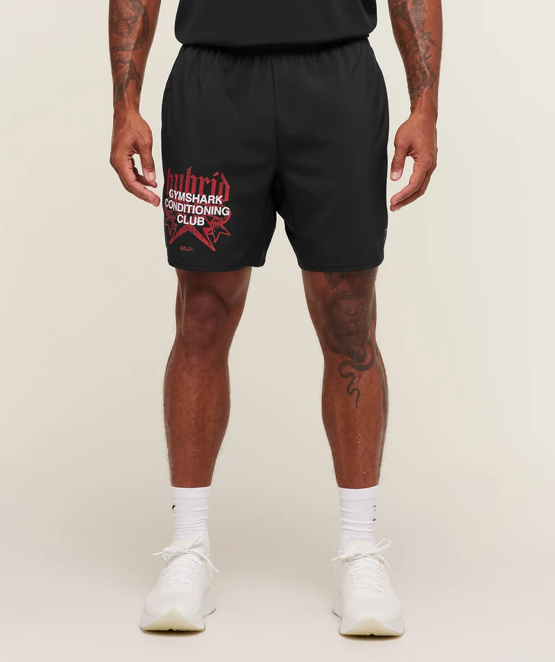 Gymshark Hybrid Graphic 7" Short - Black