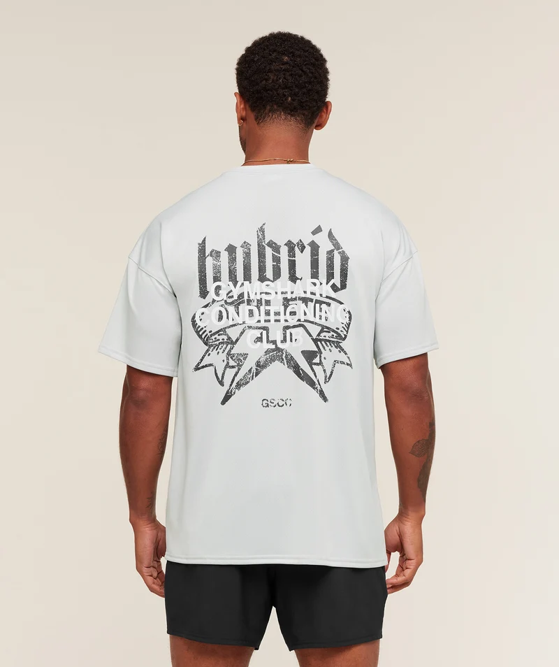 Gymshark Hybrid Graphic T-Shirt - Light Grey
