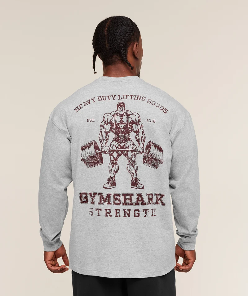 Gymshark Strength Long Sleeve T-Shirt - Light Grey Core Marl