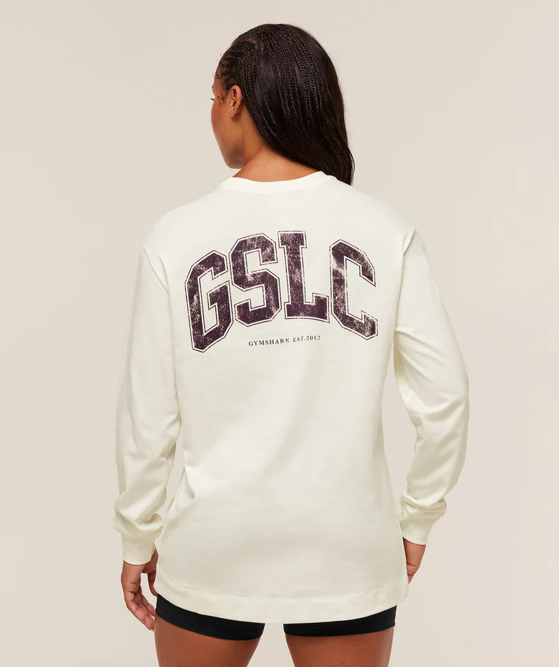 Gymshark GSLC Graphic Oversized Long Sleeve Top - Soft White