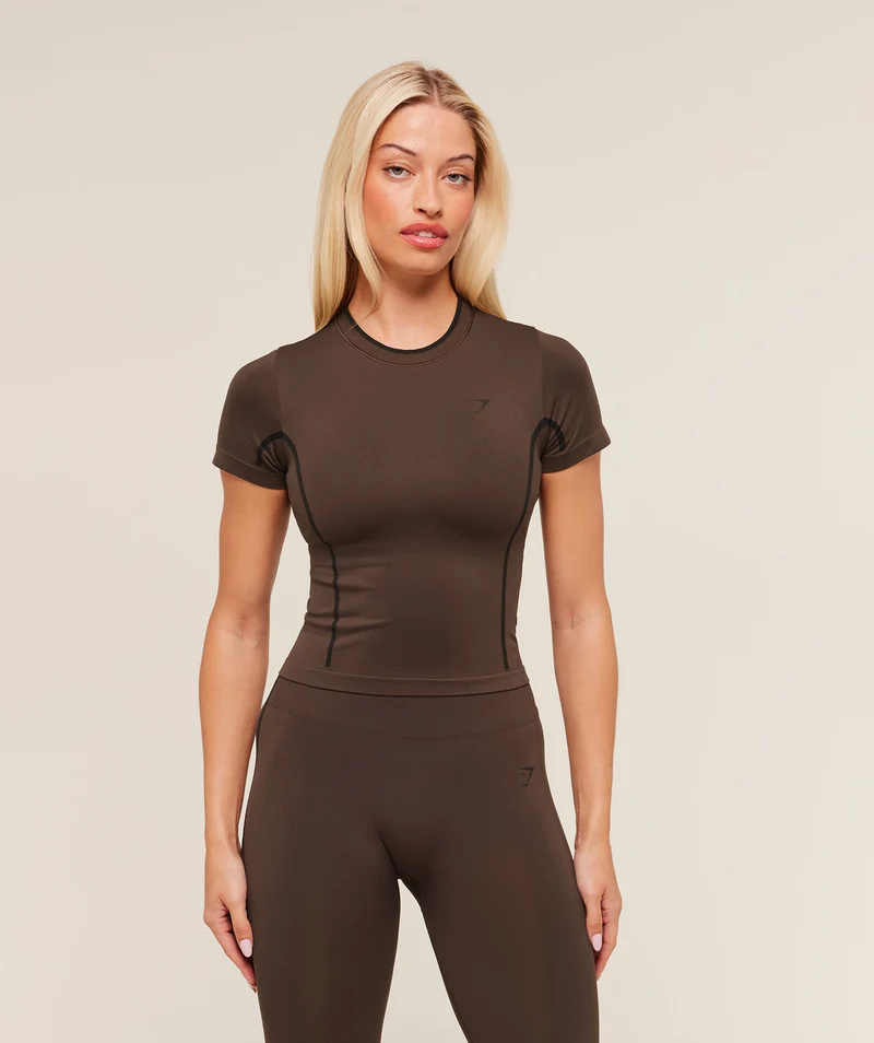 Gymshark Everyday Seamless Contrast Tee - Archive Brown/Black