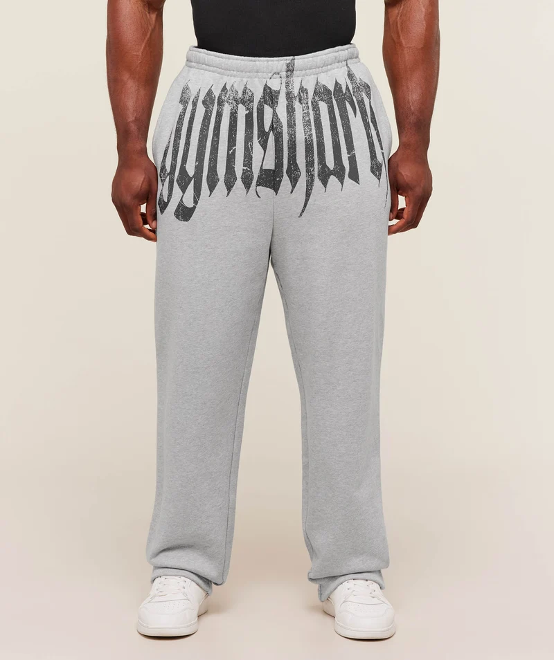 Gymshark Fade Graphic Straight Leg Joggers - Light Grey Core Marl