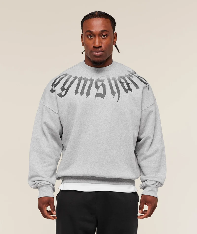 Gymshark Fade Graphic Crew - Light Grey Core Marl